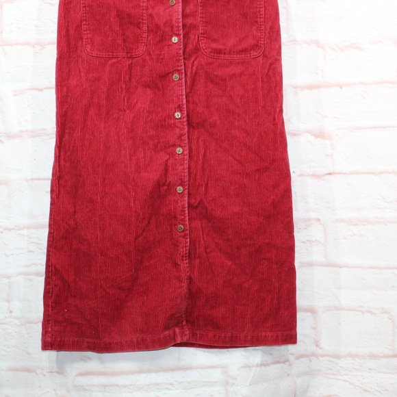 *Womens Red Cotton Sleeveless Button Front Corduroy Long Dress Size S - Picture 3 of 9